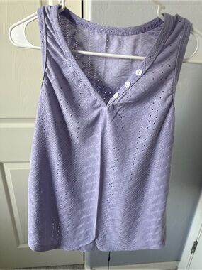 Sleeveless Lavender Eyelet V-Neck Women's Top